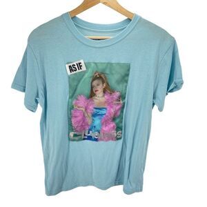 Clueless Womens Graphic Print As If Short Sleeve Tee Blue Size Large